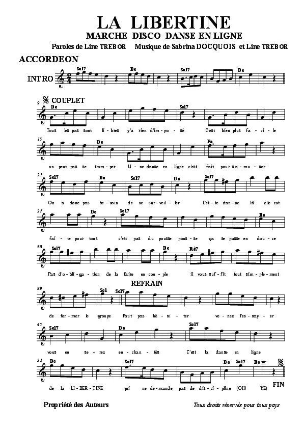 télécharger la partition d'accordéon La libertine (Marche Disco Danse en ligne) au format PDF
