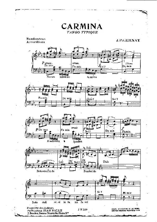 télécharger la partition d'accordéon Carmina (Tango Typique) au format PDF