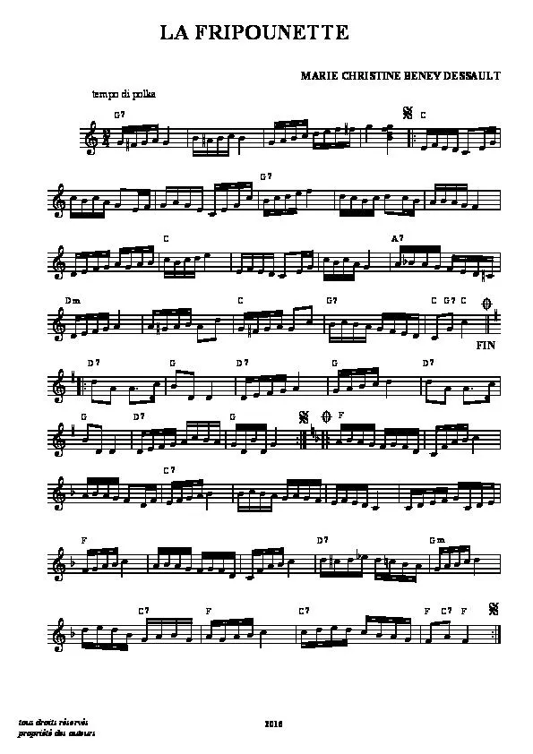 télécharger la partition d'accordéon La Fripounette (Polka) au format PDF