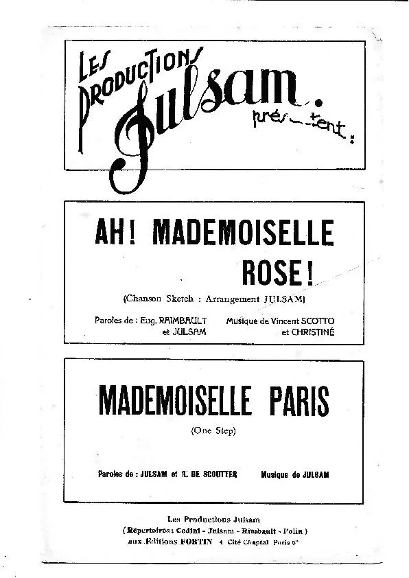 télécharger la partition d'accordéon Mademoiselle Paris (C'est Mam'zell' Paris) (One Step) au format PDF