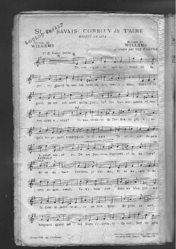 télécharger la partition d'accordéon Si tu savais combien je t'aime (Arrangement : Guy d'Arvor) (Chant : Berthe Delny) (Valse Boston) au format PDF
