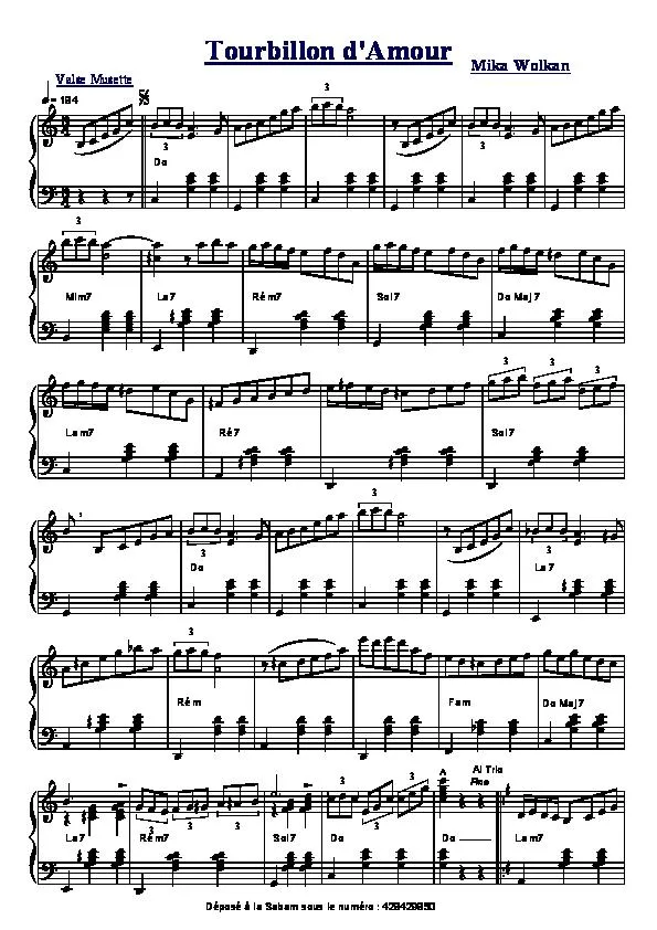 télécharger la partition d'accordéon Tourbillon d'amour (Valse Musette) au format PDF