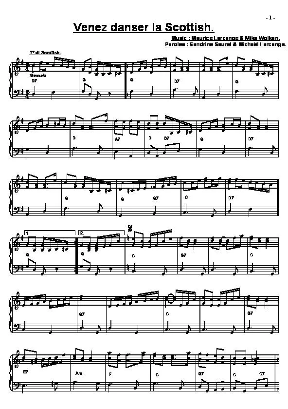 télécharger la partition d'accordéon Venez danser la scottish au format PDF