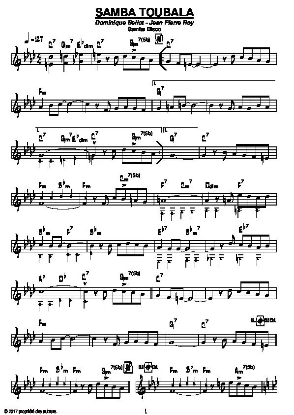 télécharger la partition d'accordéon Samba Toubala (Disco Samba) au format PDF