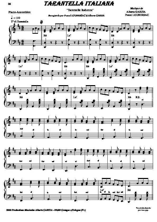 télécharger la partition d'accordéon Tarantella Italiana (Tarentelle Italienne) au format PDF