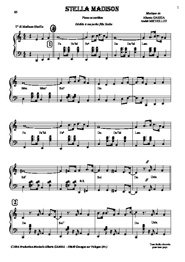 télécharger la partition d'accordéon Stella Madison au format PDF