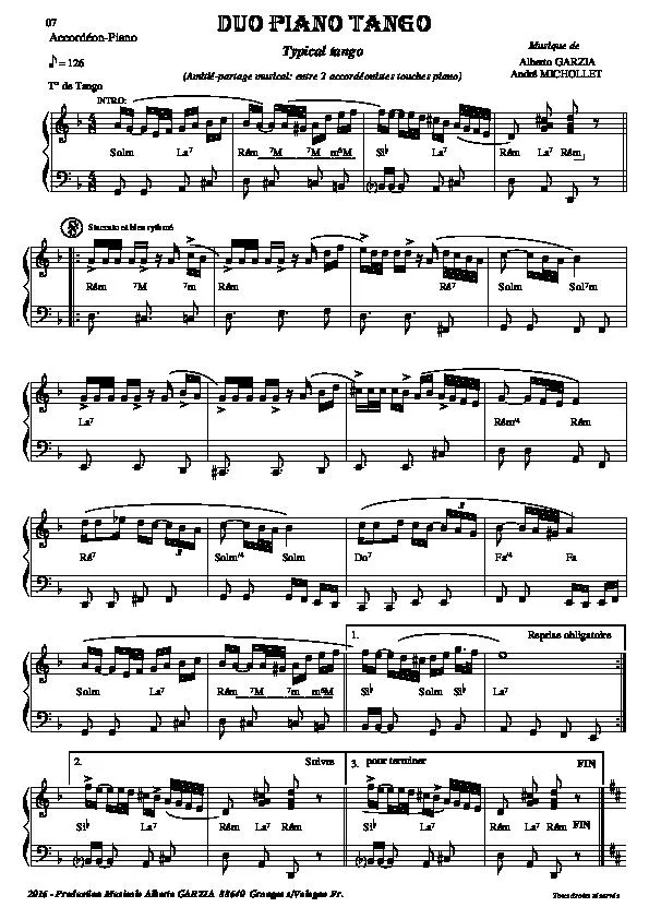 télécharger la partition d'accordéon Duo Piano Tango au format PDF