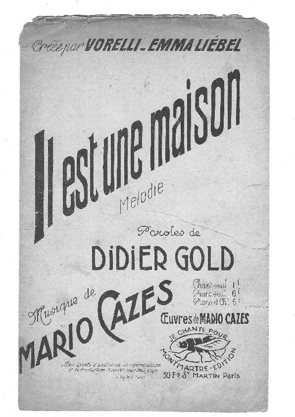 télécharger la partition d'accordéon Il est une maison (Chant : Georges Vorelli / Emma Liebel) (Mélodie) au format PDF