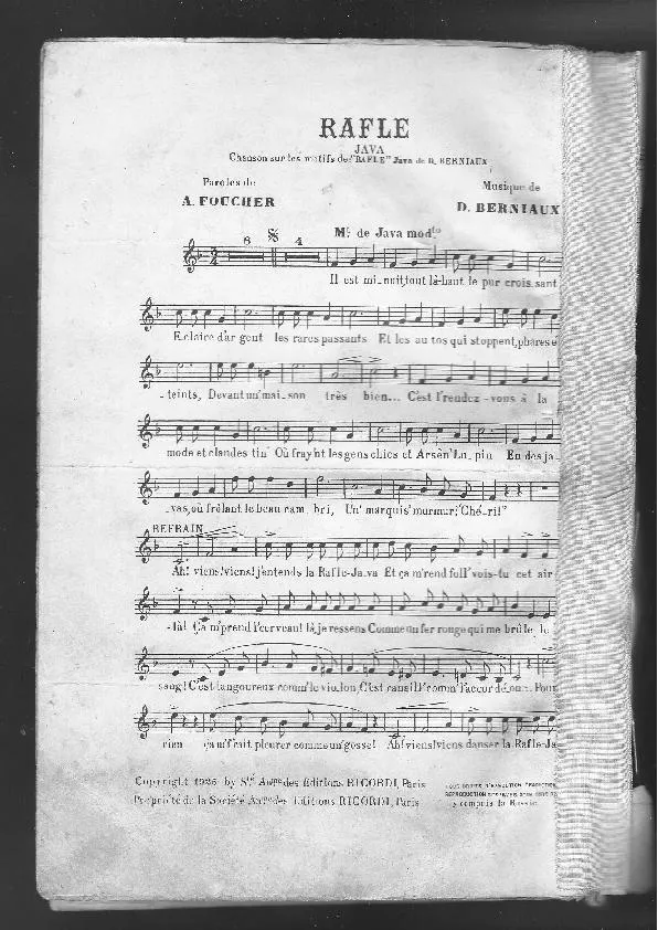 télécharger la partition d'accordéon Rafle (Chant : Mad Rainvyl) (Java) au format PDF