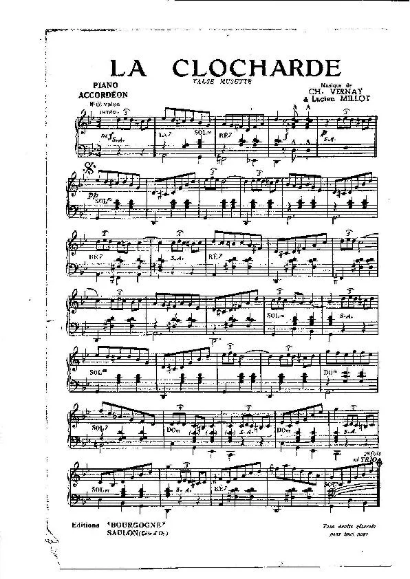 télécharger la partition d'accordéon La Clocharde + Variété Musette (Valse Musette) au format PDF