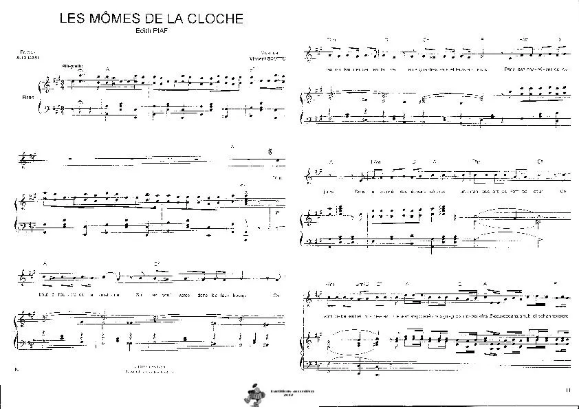 télécharger la partition d'accordéon Les mômes de la cloche (Chant : Edith Piaf) au format PDF