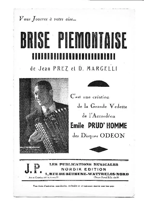 télécharger la partition d'accordéon Brise Piémontaise (Créée par : Emile Prud'Homme) (Valse) au format PDF