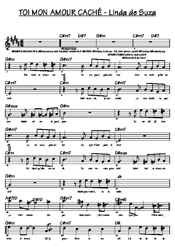 télécharger la partition d'accordéon Toi mon amour caché (Chant : Linda de Suza) (Relevé) au format PDF