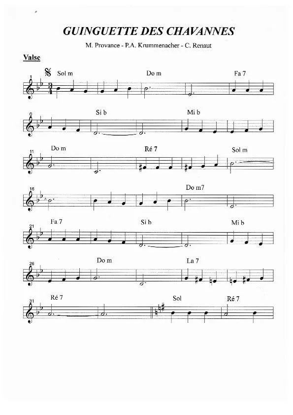 télécharger la partition d'accordéon Guinguette des Chavannes (Valse) au format PDF
