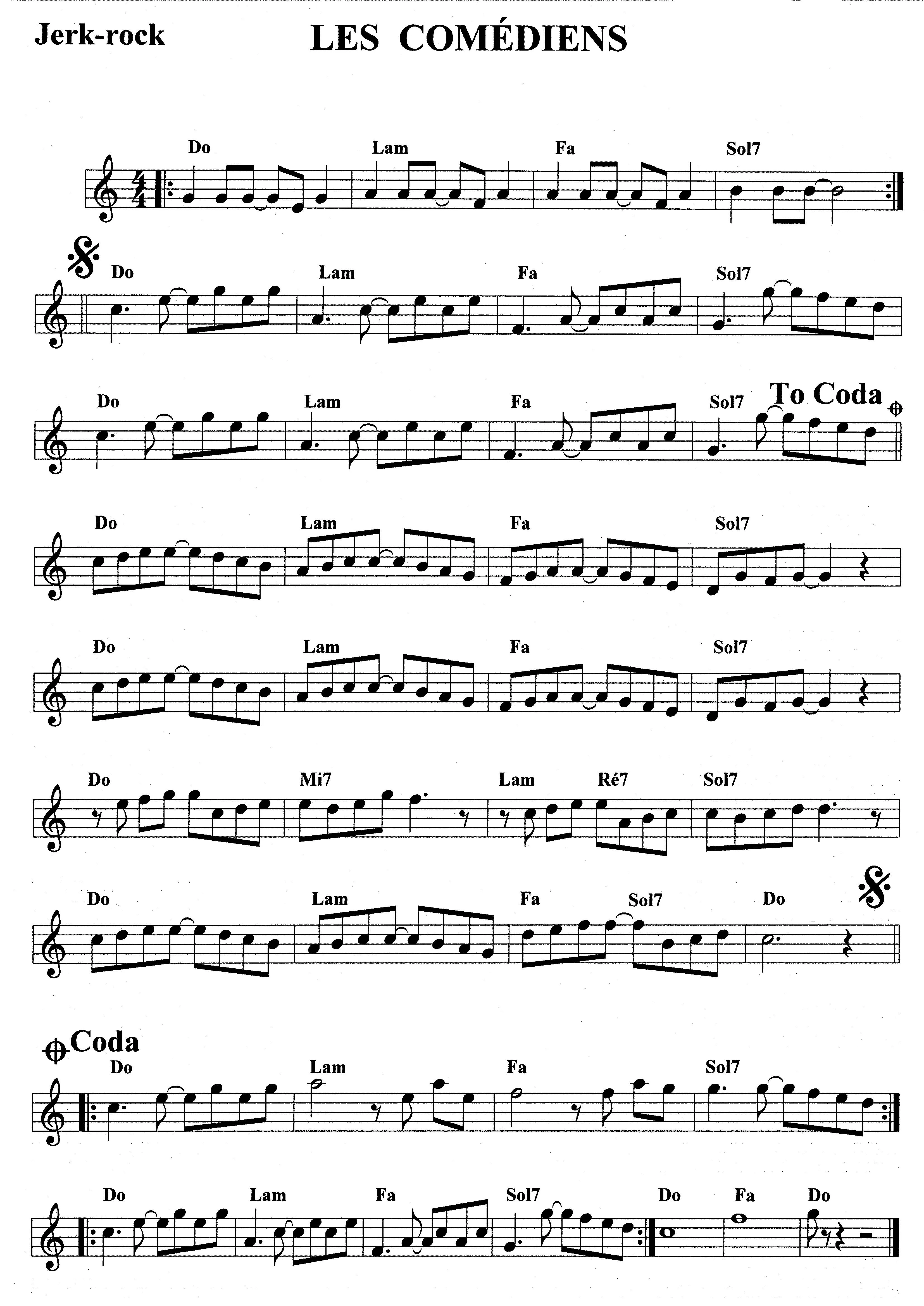 télécharger la partition d'accordéon Les comédiens (Jerk Rock) (Relevé) au format PDF