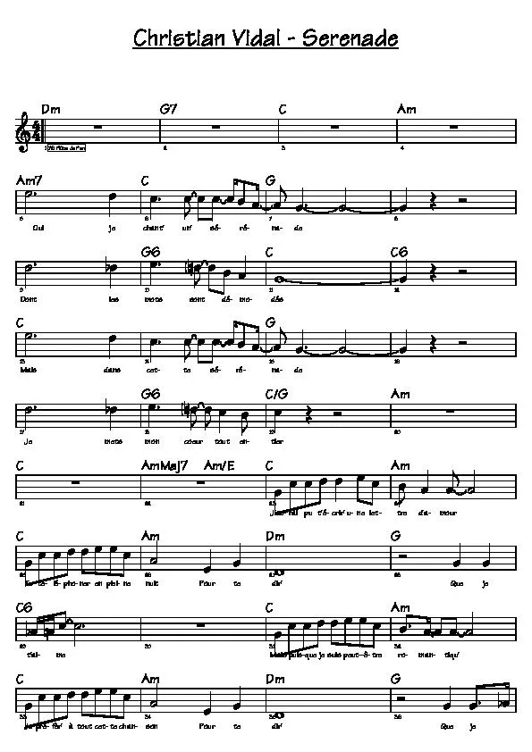 télécharger la partition d'accordéon Sérénade (Chant : Christian Vidal) (Relevé) au format PDF