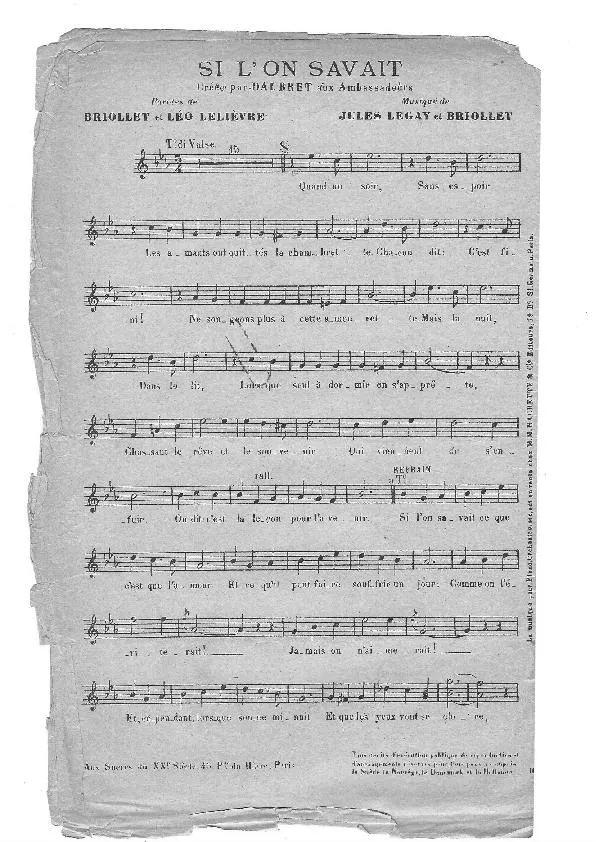 télécharger la partition d'accordéon Si l'on savait (Chant : Paul Dalbret) (Valse) au format PDF