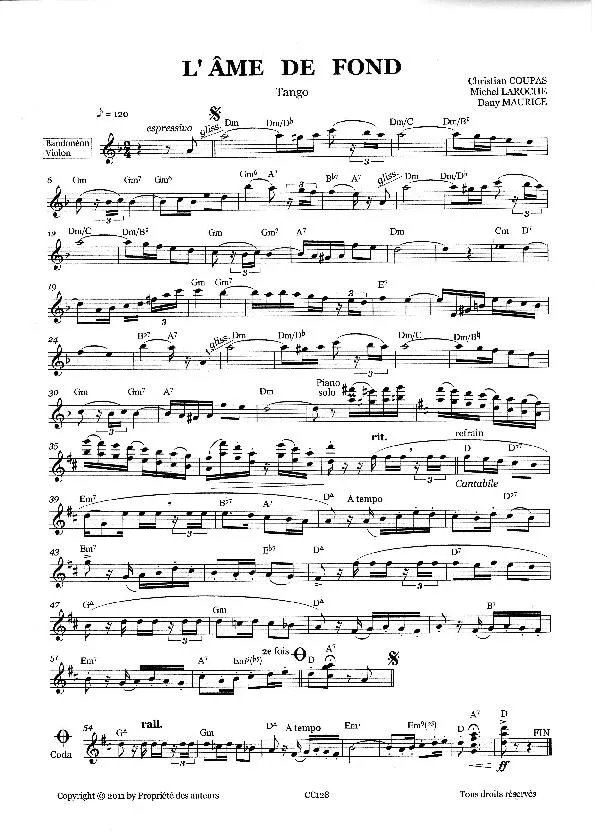télécharger la partition d'accordéon L'âme de fond (Tango) au format PDF