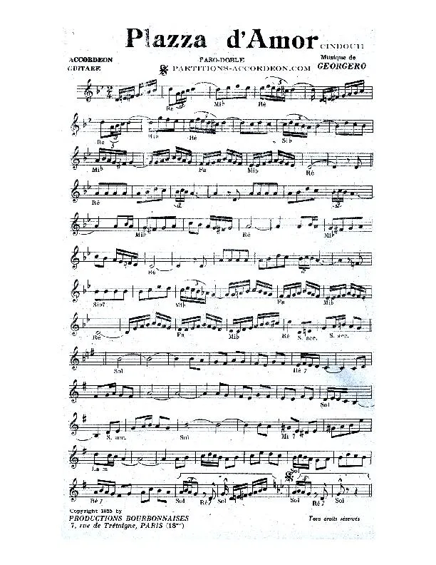 télécharger la partition d'accordéon Plazza d'amor (Paso Doble) au format PDF