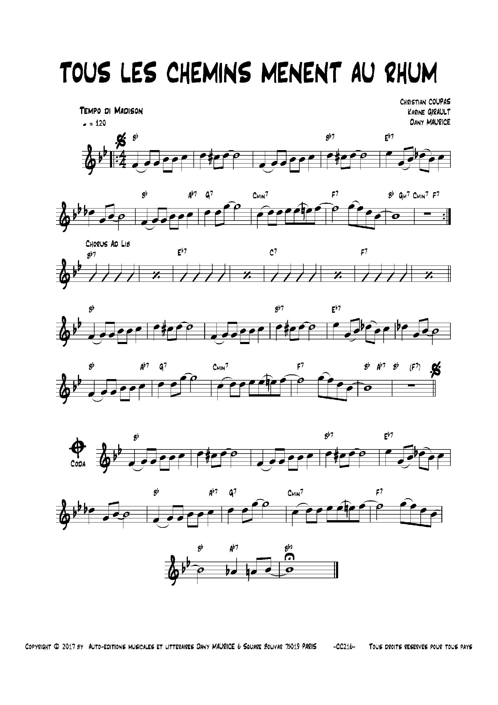 télécharger la partition d'accordéon Tous les chemins mènent au rhum (Madison) au format PDF