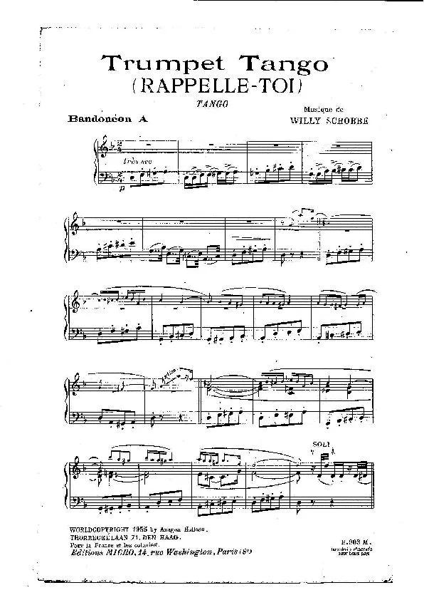 télécharger la partition d'accordéon Trumpet Tango (Rappelle Toi) (Bandonéon A + B) au format PDF