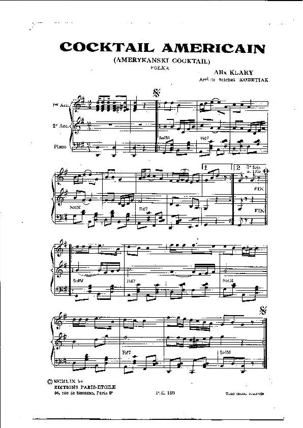 télécharger la partition d'accordéon Cocktail Américain (Amerykanski cocktail) (Arrangement : Michel Kobetiak) (Polka) au format PDF
