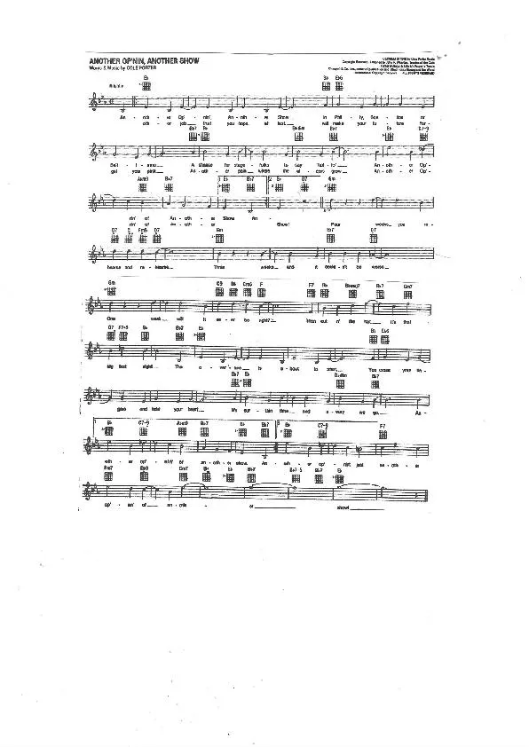 télécharger la partition d'accordéon Another op'nin Another show (De la comédie musicale : Kiss me Kate) (Chant : Annabelle Hill) au format PDF