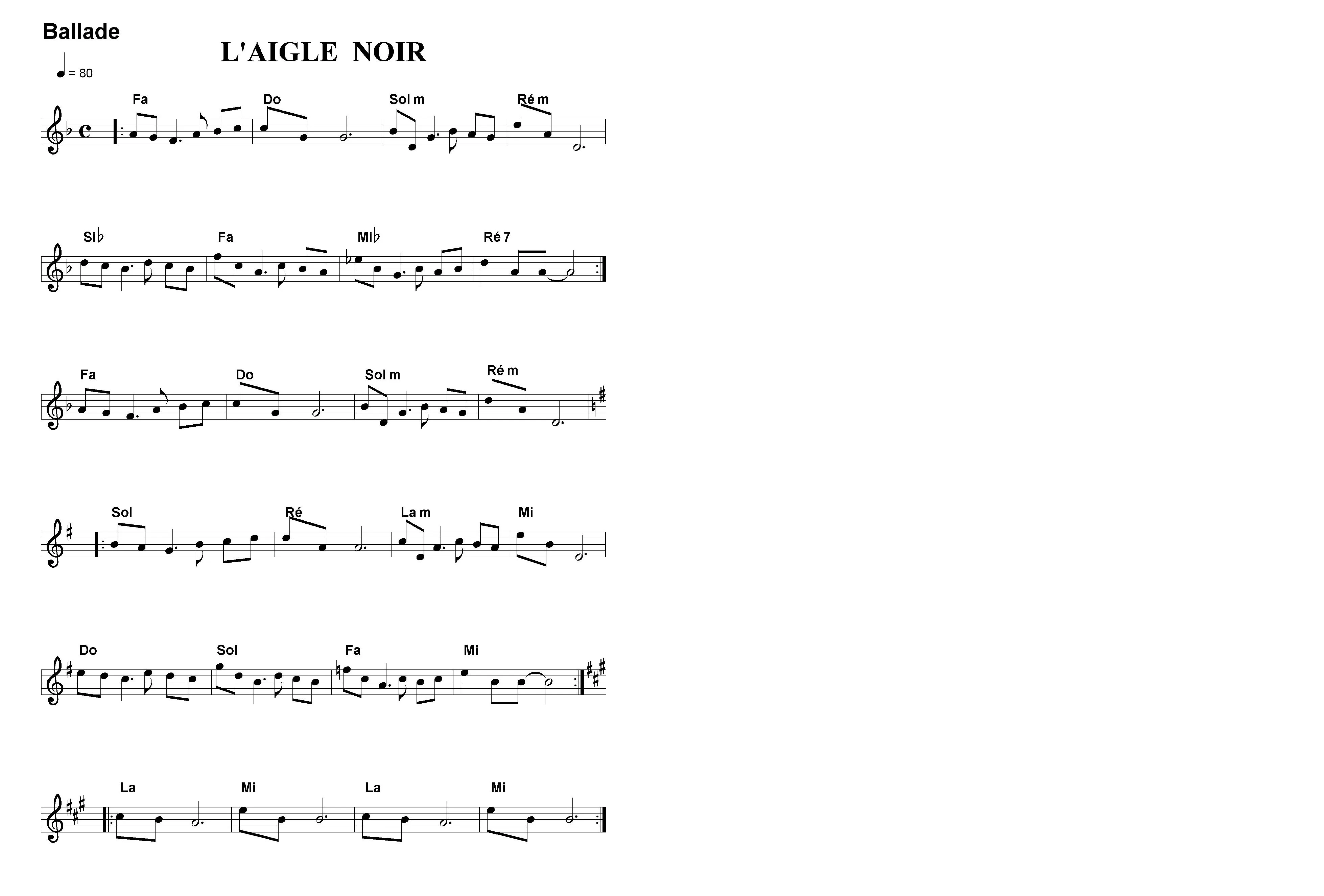 télécharger la partition d'accordéon L'aigle noir (Ballade) (Relevé) au format PDF