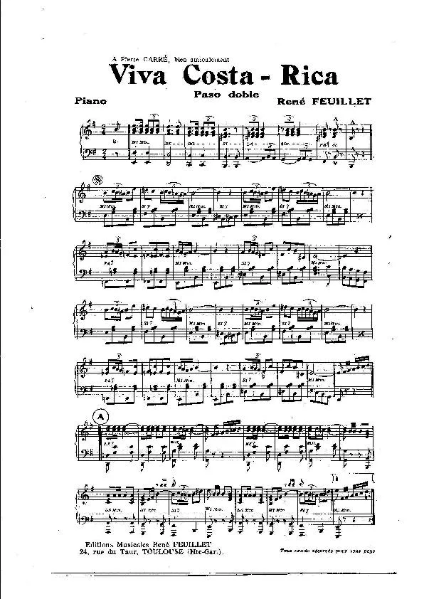 télécharger la partition d'accordéon Viva Costa Rica (Orchestration) (Paso Doble) au format PDF