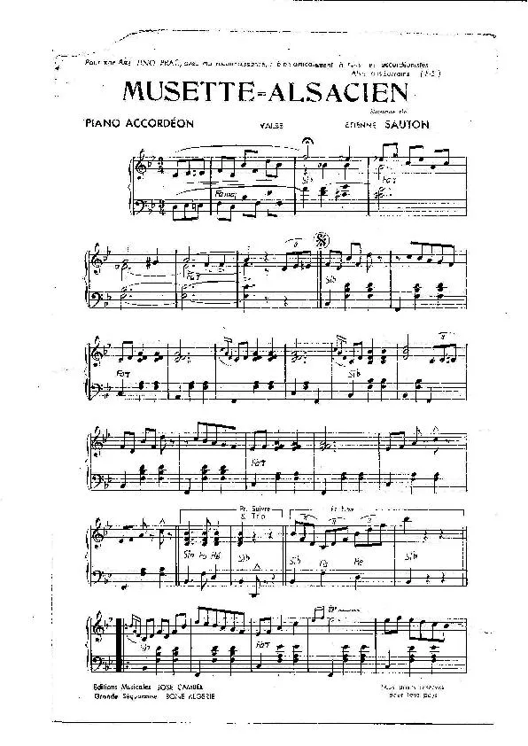 télécharger la partition d'accordéon Musette Alsacien + Fête Alsacienne (Valse) au format PDF