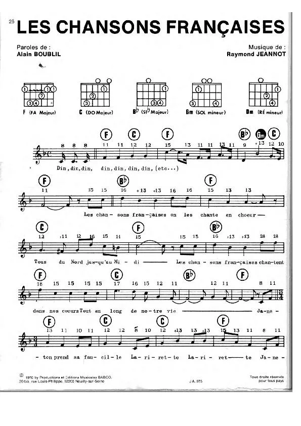 télécharger la partition d'accordéon Les Chansons Françaises (Chant : La Bande à Basile) (Disco) au format PDF