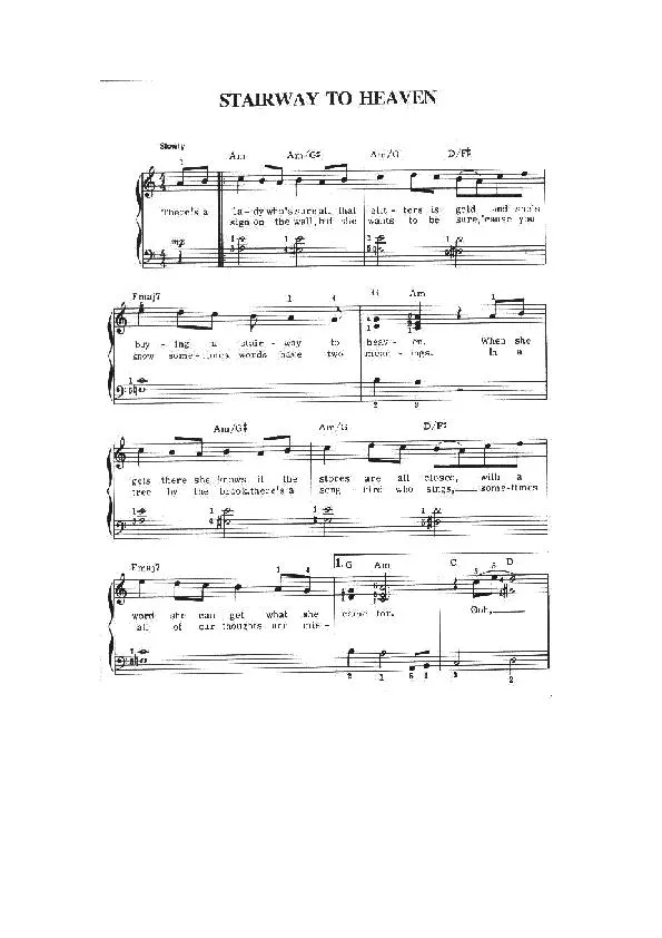 télécharger la partition d'accordéon Stairway to heaven (Led Zeppelin) (Rock) au format PDF