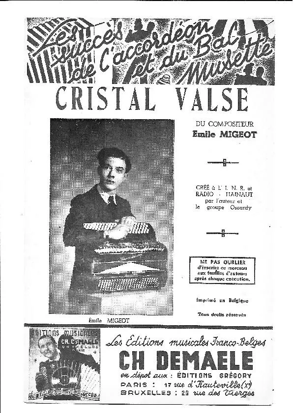 télécharger la partition d'accordéon Cristal Valse (Orchestration) au format PDF