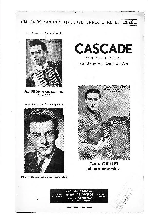 télécharger la partition d'accordéon Cascade (Valse Musette Moderne) au format PDF