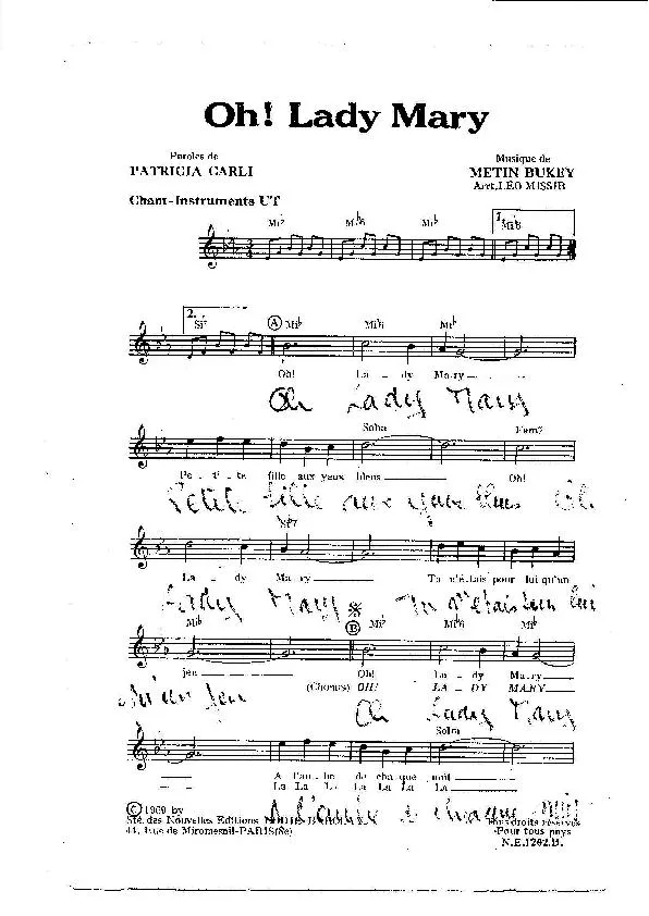télécharger la partition d'accordéon Oh Lady Mary (Arrangement : Léo Missir) (Valse Chantée) au format PDF
