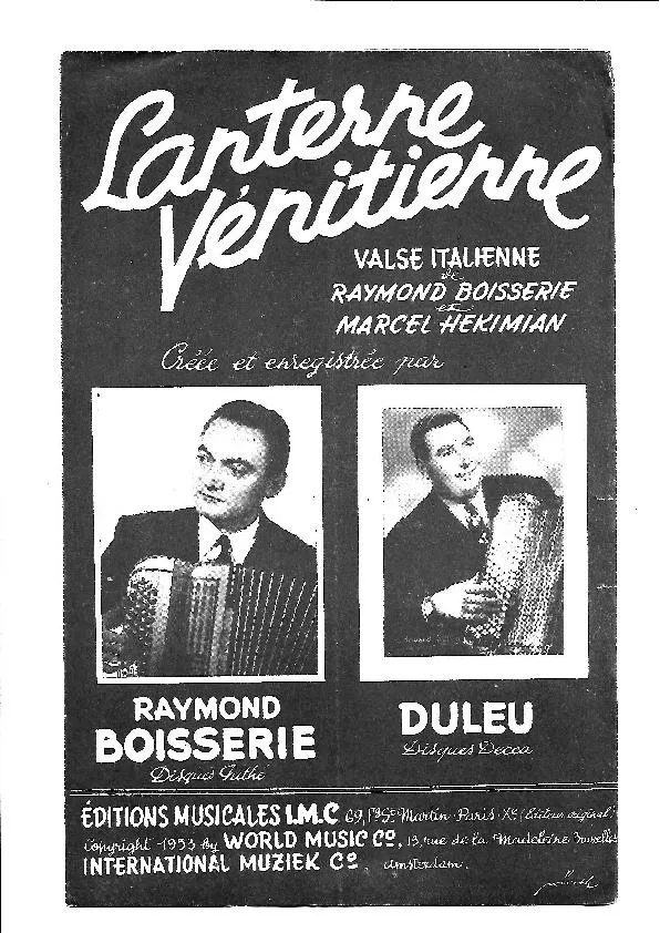 télécharger la partition d'accordéon Lanterne Vénitienne (Sur les motifs de la chanson de : Lucien Lagarde) (Valse Italienne) au format PDF