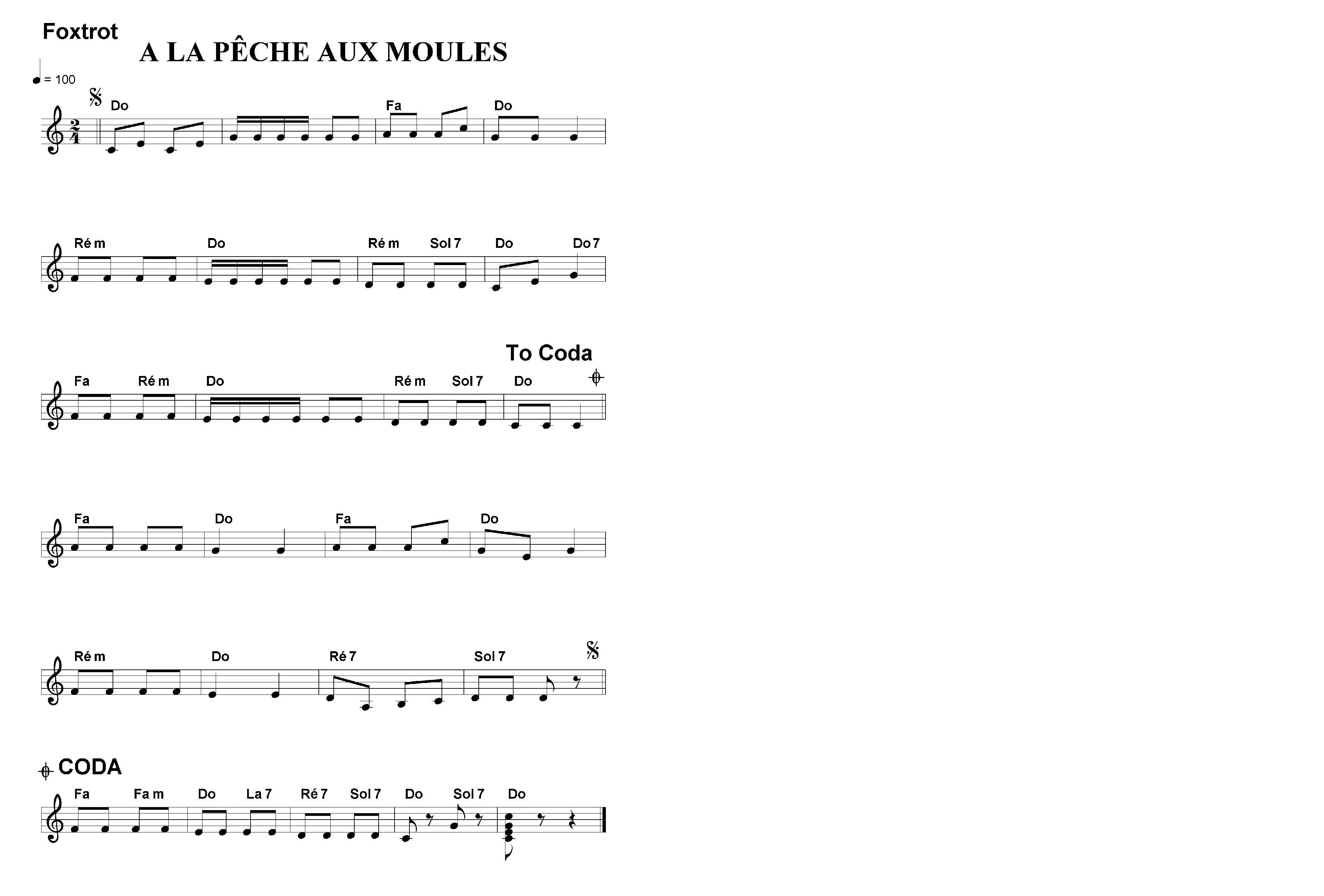 télécharger la partition d'accordéon A la pêche aux moules (Chant : Jacques Martin) (Fox Trot) (Relevé) au format PDF