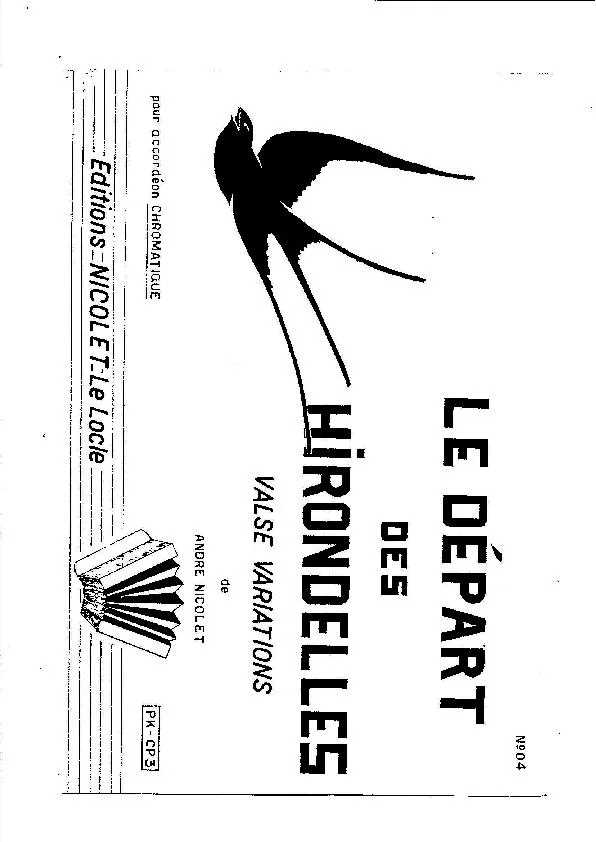 télécharger la partition d'accordéon Le départ des hirondelles (Valse Variations) au format PDF