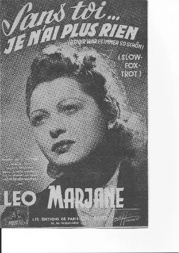 télécharger la partition d'accordéon Sans toi Je n'ai plus rien (Bei dir war es immer so schön) (Chant : Léo Marjane) (Slow Fox-Trot) au format PDF