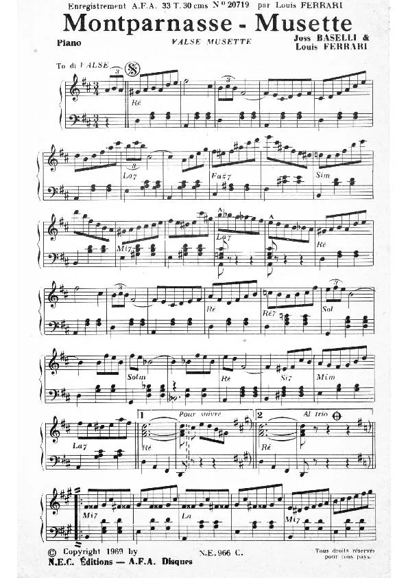 télécharger la partition d'accordéon Montparnasse Musette (Valse Musette) au format PDF