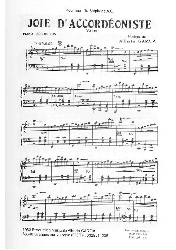 télécharger la partition d'accordéon Joie d'accordéoniste (Valse) au format PDF