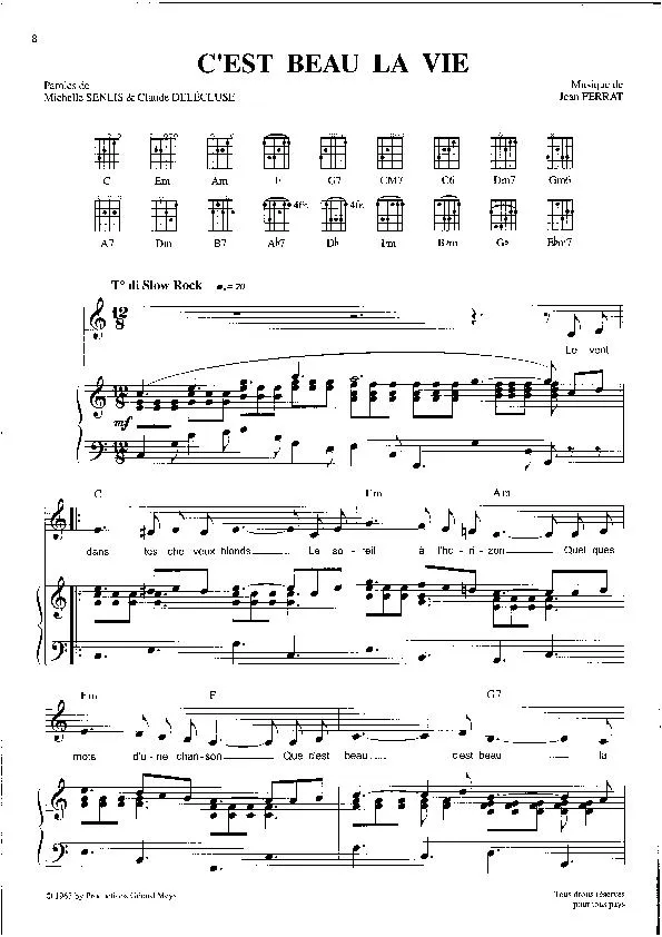 télécharger la partition d'accordéon C'est beau la vie (Slow Rock) au format PDF