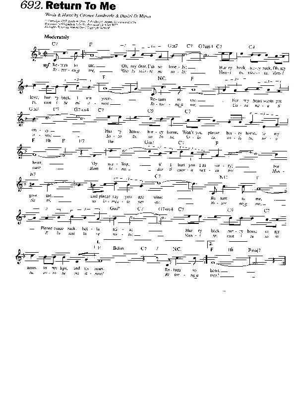 télécharger la partition d'accordéon Return To Me au format PDF