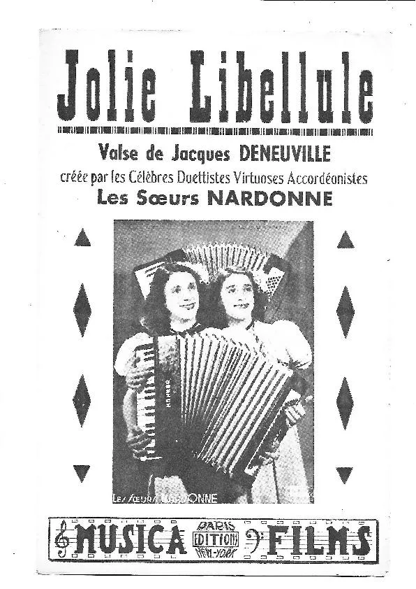 télécharger la partition d'accordéon Jolie libellule (Créée par : Les Soeurs Nardonne) (Valse Musette) au format PDF