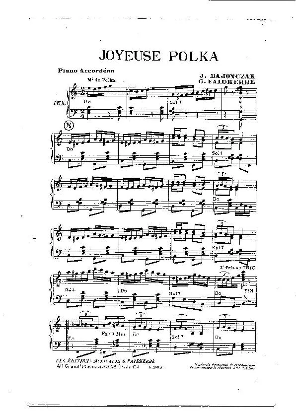 télécharger la partition d'accordéon Joyeuse Polka au format PDF