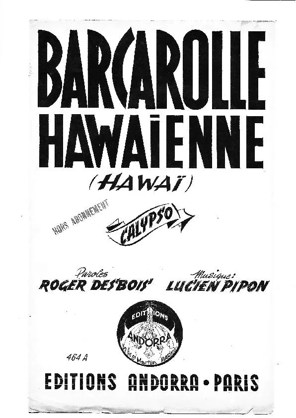 télécharger la partition d'accordéon Barcarolle Hawaïenne (Hawaï) (Calypso) au format PDF