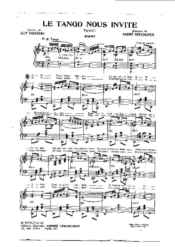 télécharger la partition d'accordéon Le tango nous invite (Orchestration) au format PDF