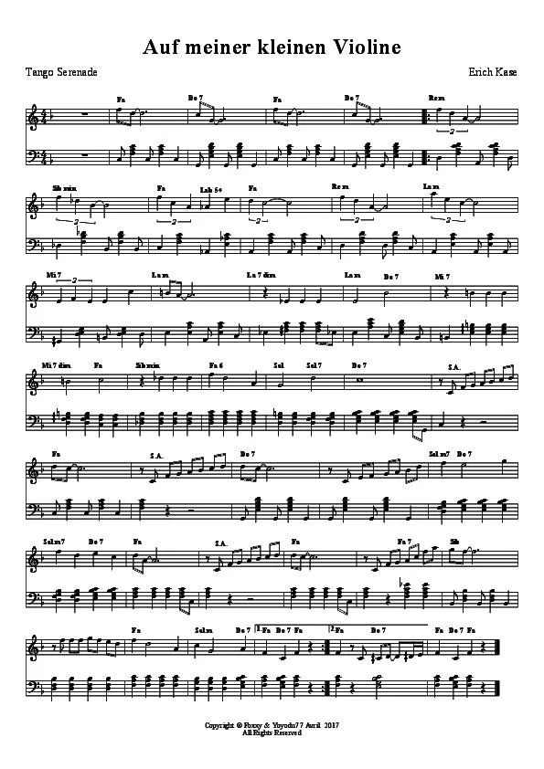 télécharger la partition d'accordéon Auf meiner kleinen Violine (Tango) (Relevé) au format PDF