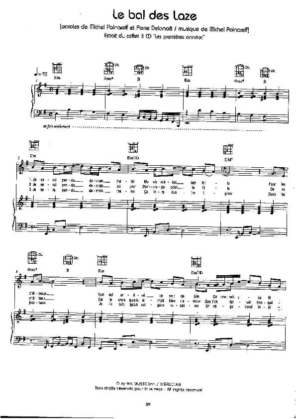 télécharger la partition d'accordéon Le bal des Laze (Pop) au format PDF