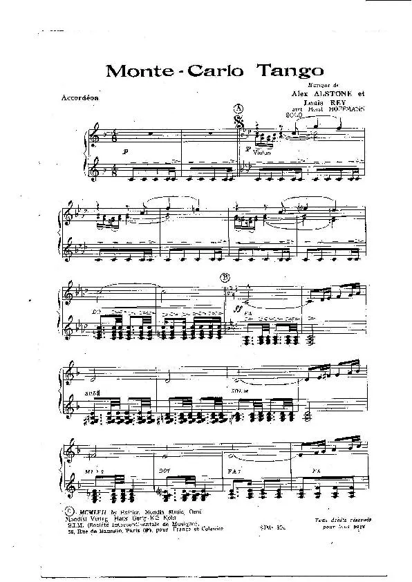 télécharger la partition d'accordéon Monte Carlo Tango (Arrangement : Horst Hoffmann) au format PDF